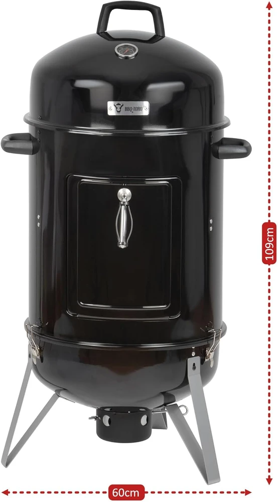 BBQ-Toro grilis ir rūkykla 2 viename, skersmuo 47 cm, reguliuojama traukos sistema, juodas, plieno, BBQ9
