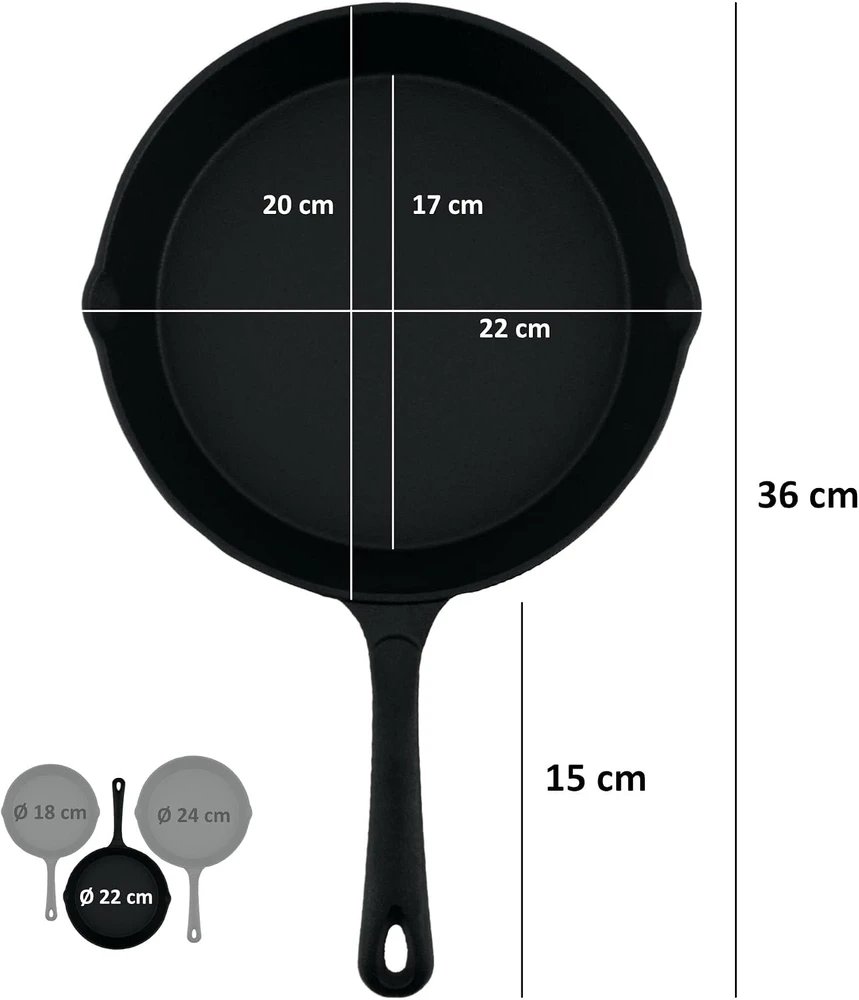 BBQ-Toro ketaus keptuvių rinkinys, 3 vnt., Ø 16 cm, Ø 20 cm, Ø 24 cm, GPF-Set
