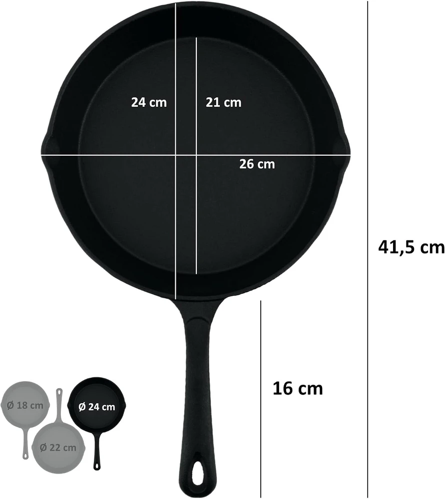 BBQ-Toro ketaus keptuvių rinkinys, 3 vnt., Ø 16 cm, Ø 20 cm, Ø 24 cm, GPF-Set
