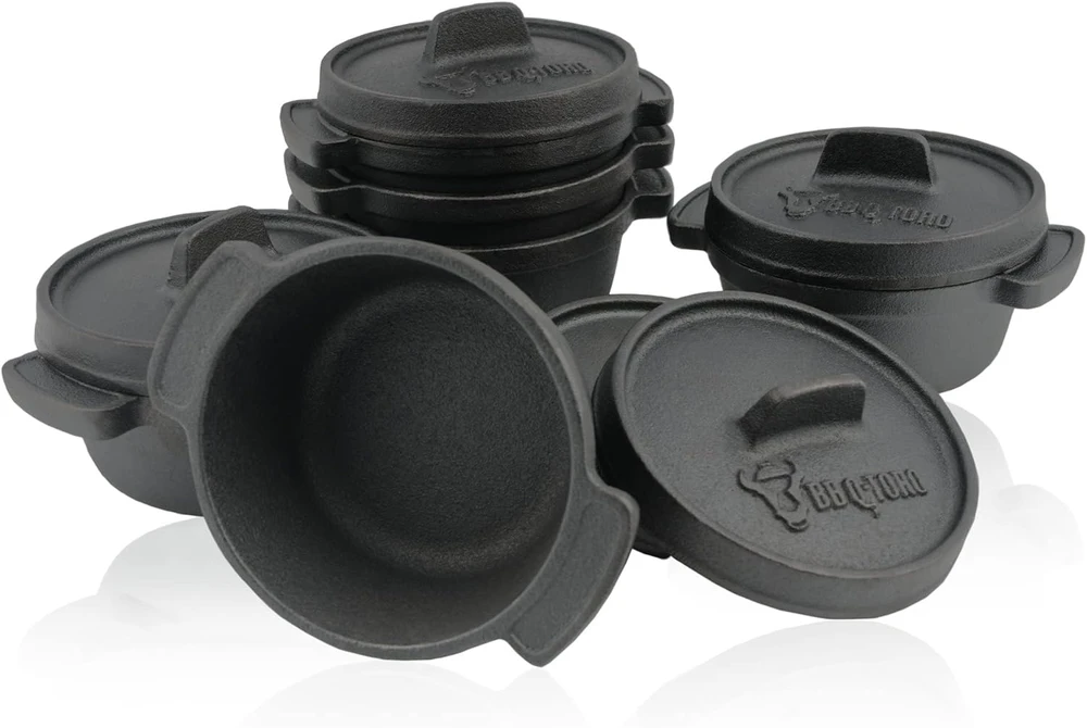 BBQ-Toro mini ketaus puodų rinkinys su dangčiais, 250 ml talpa, 6 vnt., PAN07