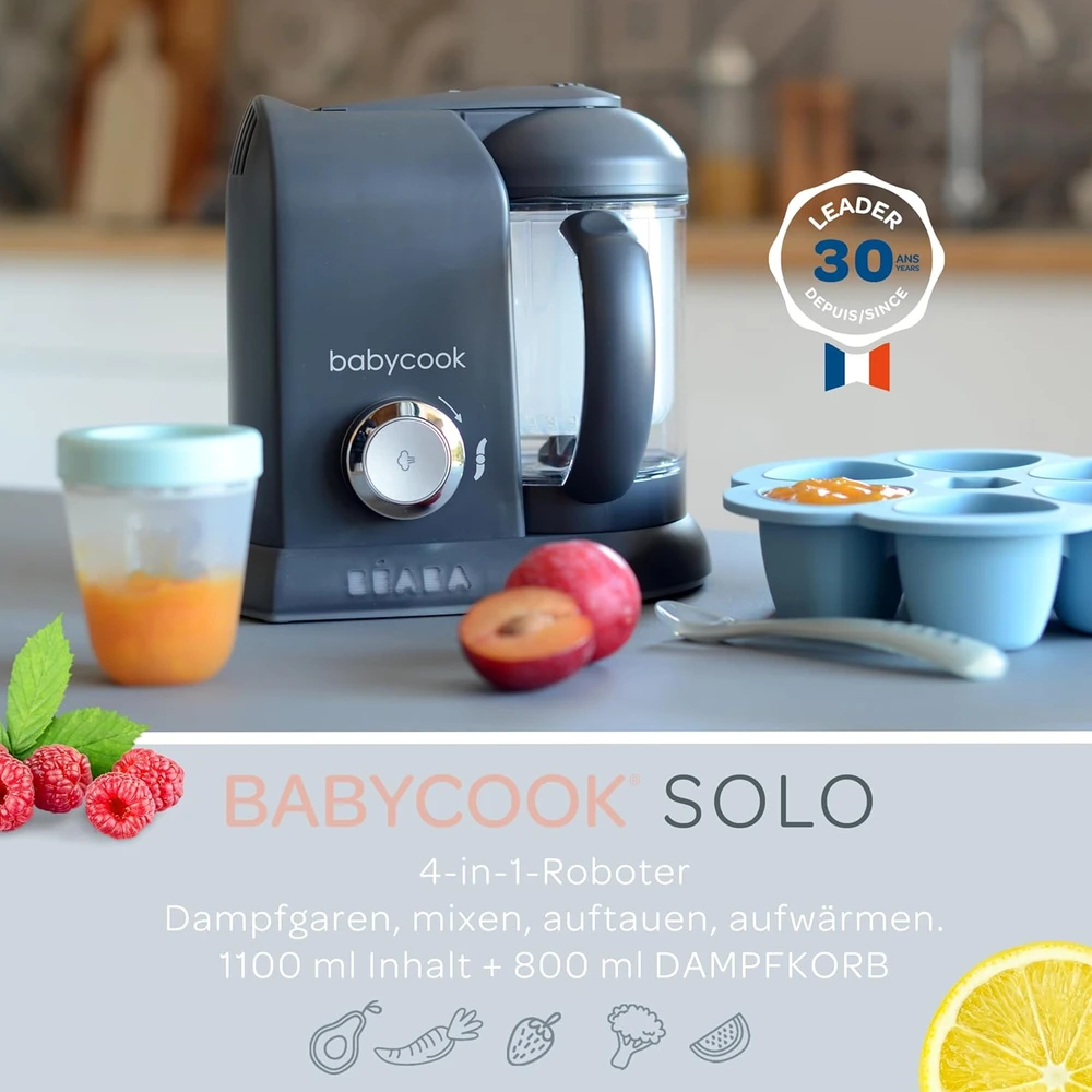 Béaba 4 viename kūdikių maisto garintuvas Babycook Solo, 1,1 l, 400 W, tamsiai pilka