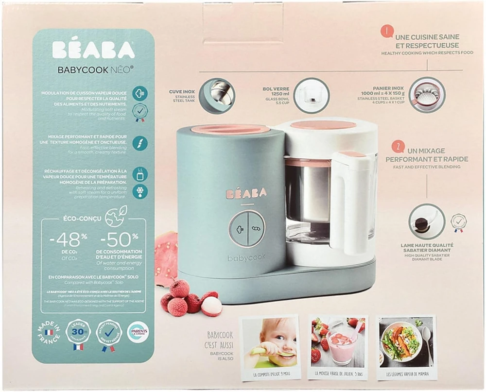 Béaba kūdikių maisto garintuvas-trintuvas 6 viename, stiklinė talpa 1,25 l, 1000 W, Babycook Neo 912732