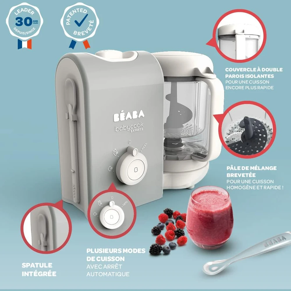 Béaba kūdikių virtuvinis kombainas 4 viename su garinimo, maišymo, pašildymo ir atšildymo funkcijomis, 1,25 l, 1400 W, 916300