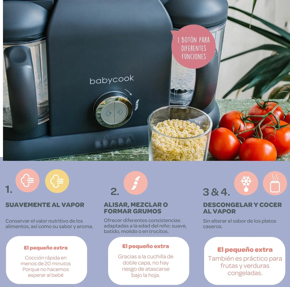 BEABA BABYCOOK PLUS TRINTUVAS-GARINTUVAS 4IN1, DARK Pilkas