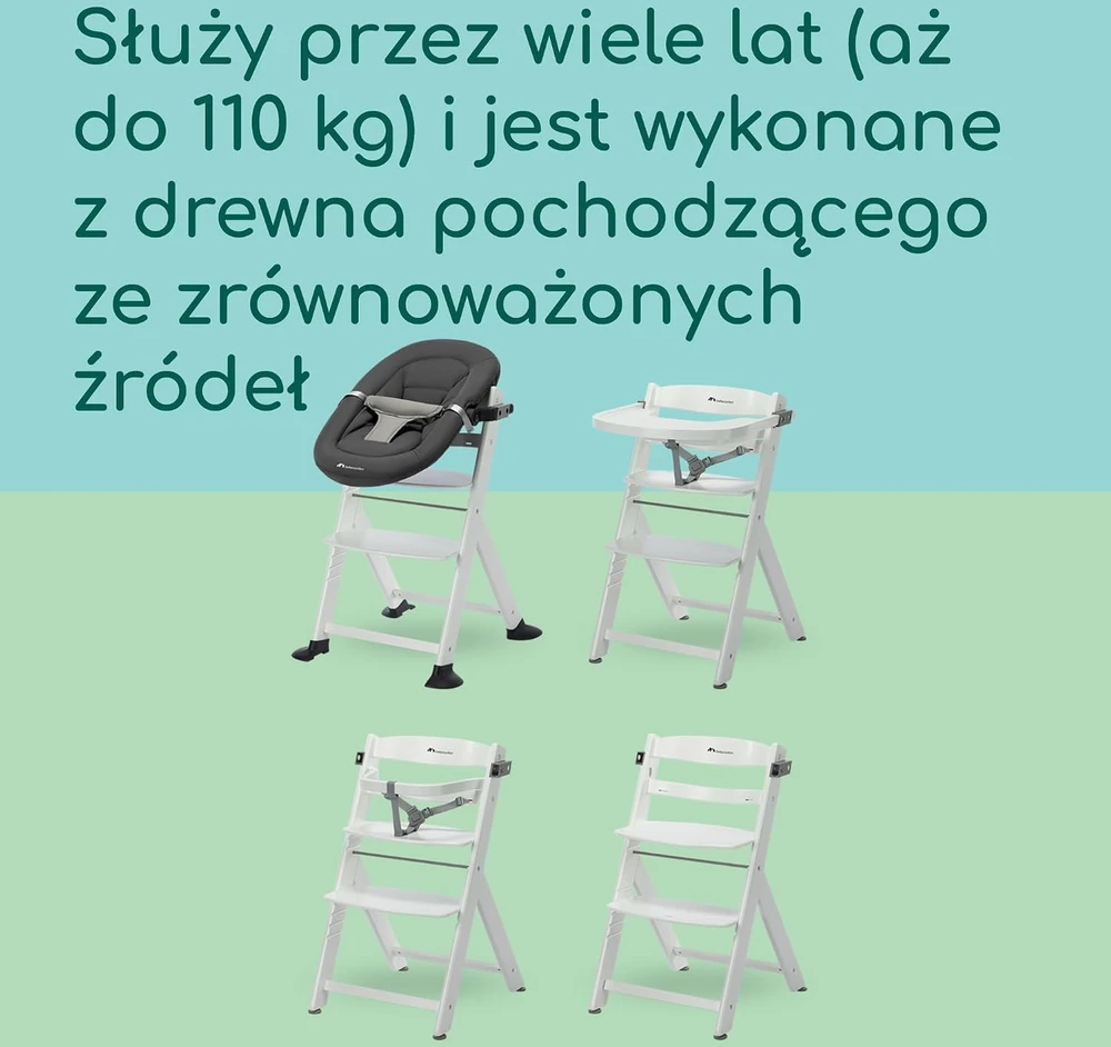 Bebe Confort Bebeconfort medinė maitinimo kėdutė Timba 2, nuo 6 mėn., iki 110 kg, balta