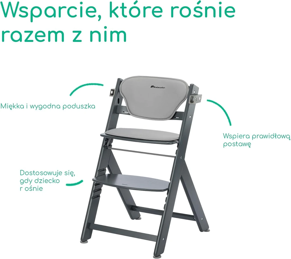 Bebe Confort Bebeconfort medinė maitinimo kėdutė Timba 2 su pagalvėle iki 110 kg, 2740440210