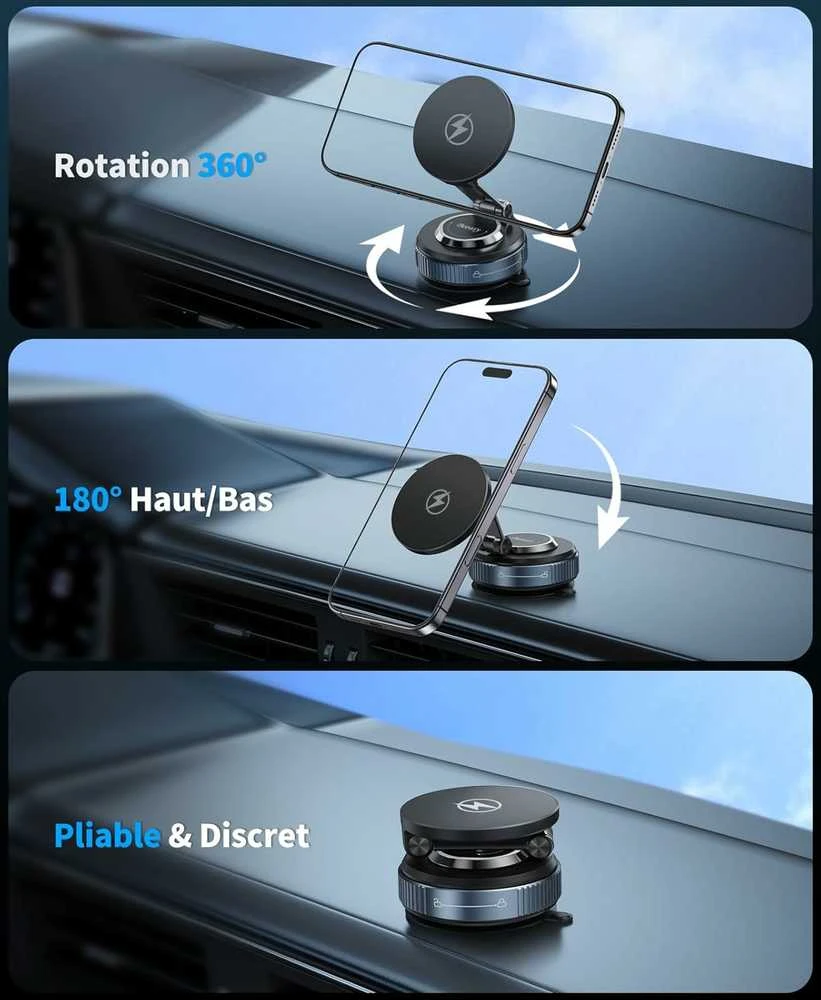 Beeasy 15 W magnetinis automobilinis laikiklis su belaidžiu MagSafe įkrovikliu, siurbtukas