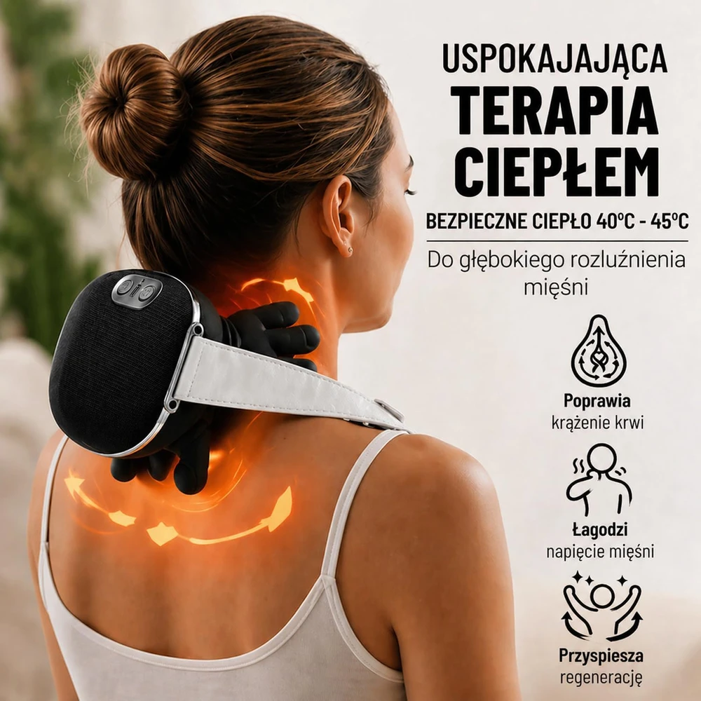 BeFit24 belaidis 4D kaklo masažuoklis su šildymu, 4000 mAh baterija, N7