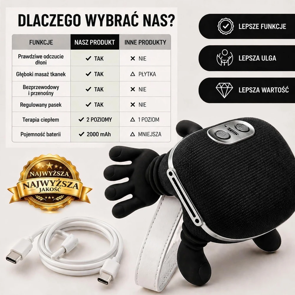 BeFit24 belaidis 4D kaklo masažuoklis su šildymu, 4000 mAh baterija, N7