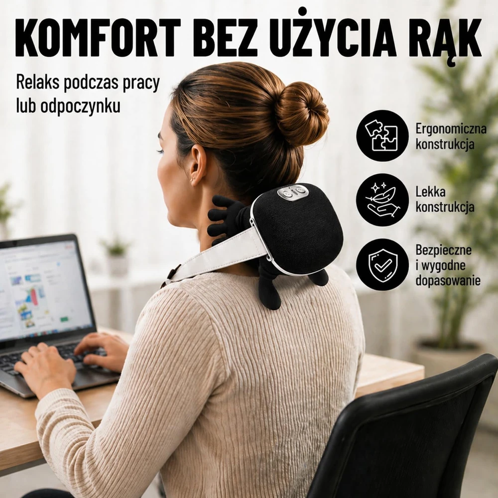 BeFit24 belaidis 4D kaklo masažuoklis su šildymu, 4000 mAh baterija, N7