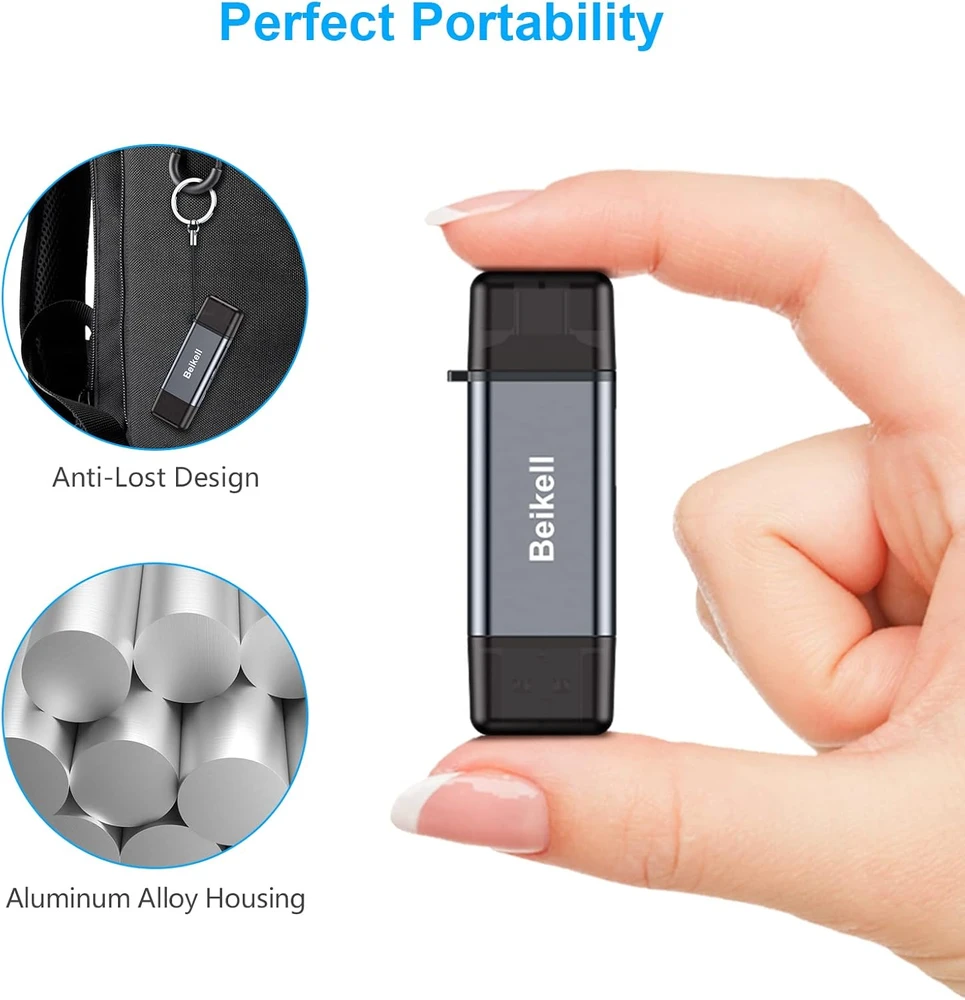 Beikell atminties kortelių skaitytuvas USB-C ir USB 3.0, du lizdai, iki 5 Gb/s, B6310