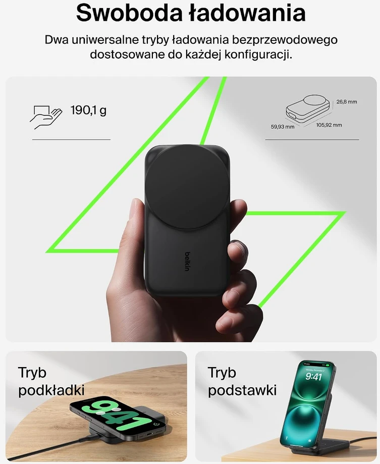 Belkin 3 viename belaidė Qi2.2 įkrovimo stotelė 25 W su MagSafe WIZ036kqBK