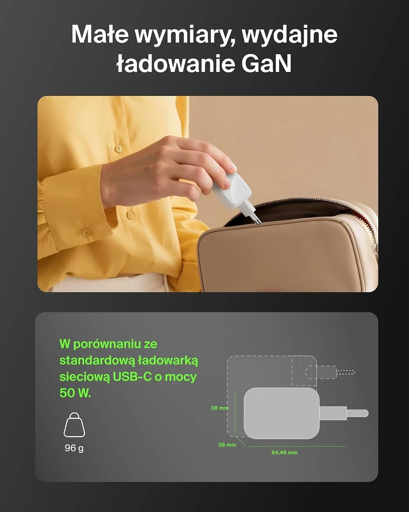 Belkin 50 W GaN sieninis įkroviklis su 2 USB-C jungtimis, PD 3.1, WCH019kqWH