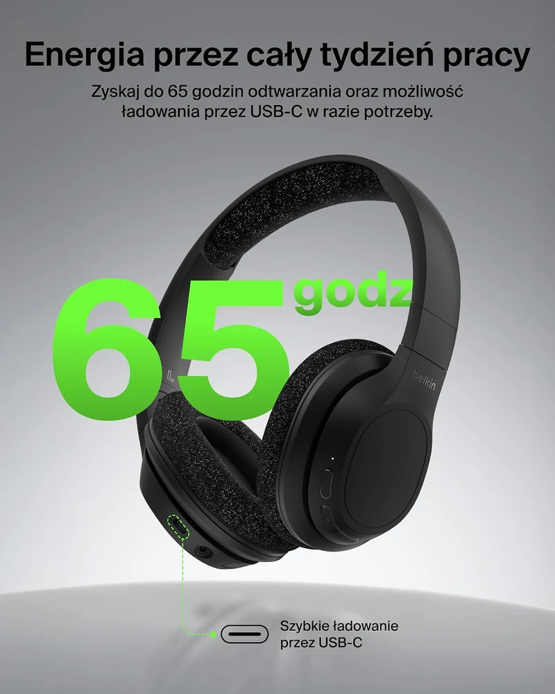 Belkin ant ausų dedamos Bluetooth 5.2 ausinės su mikrofonu SoundForm Adapt AUD005-V2