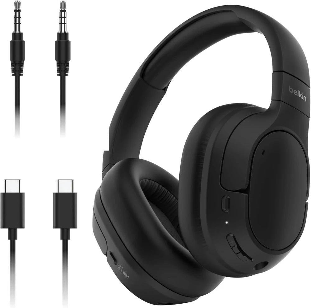 Belkin apgaubiančios belaidės ausinės su ANC, Bluetooth 5.4 ir 60 val. veikimu AUD008fqBK
