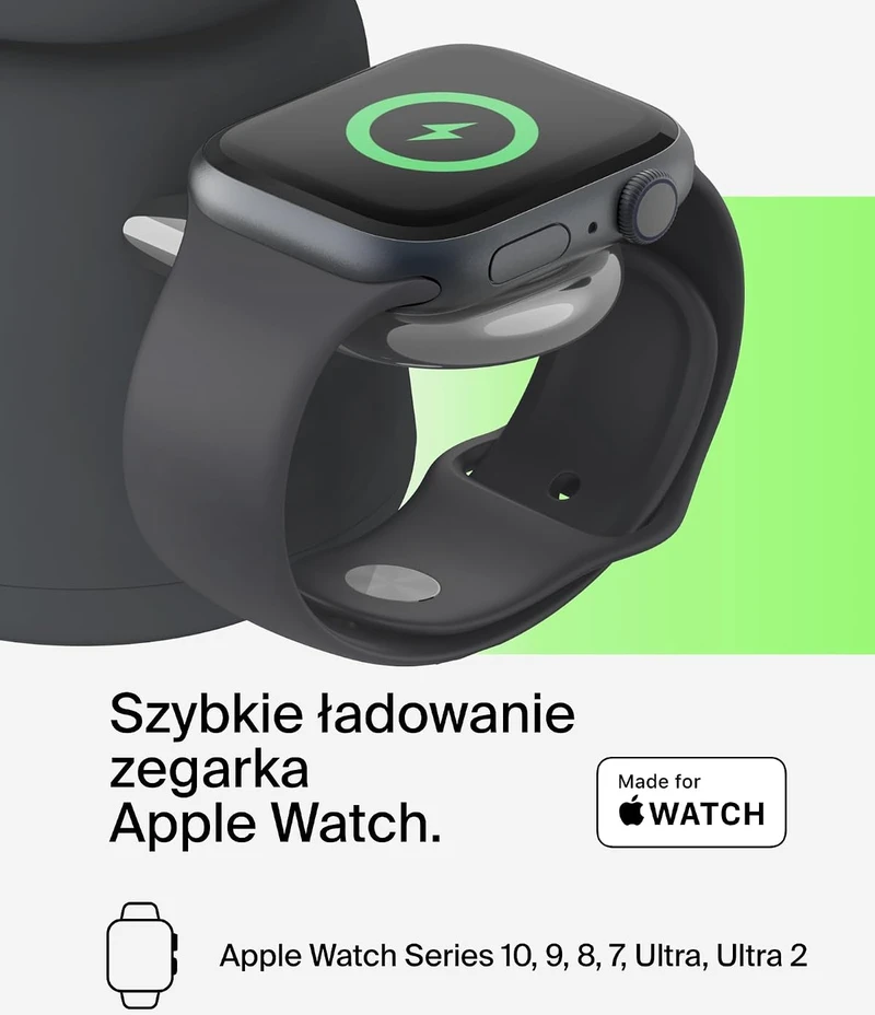 Belkin belaidė įkrovimo stotelė 2 viename su Qi2, 15 W, USB-C, WIZ027vfH36