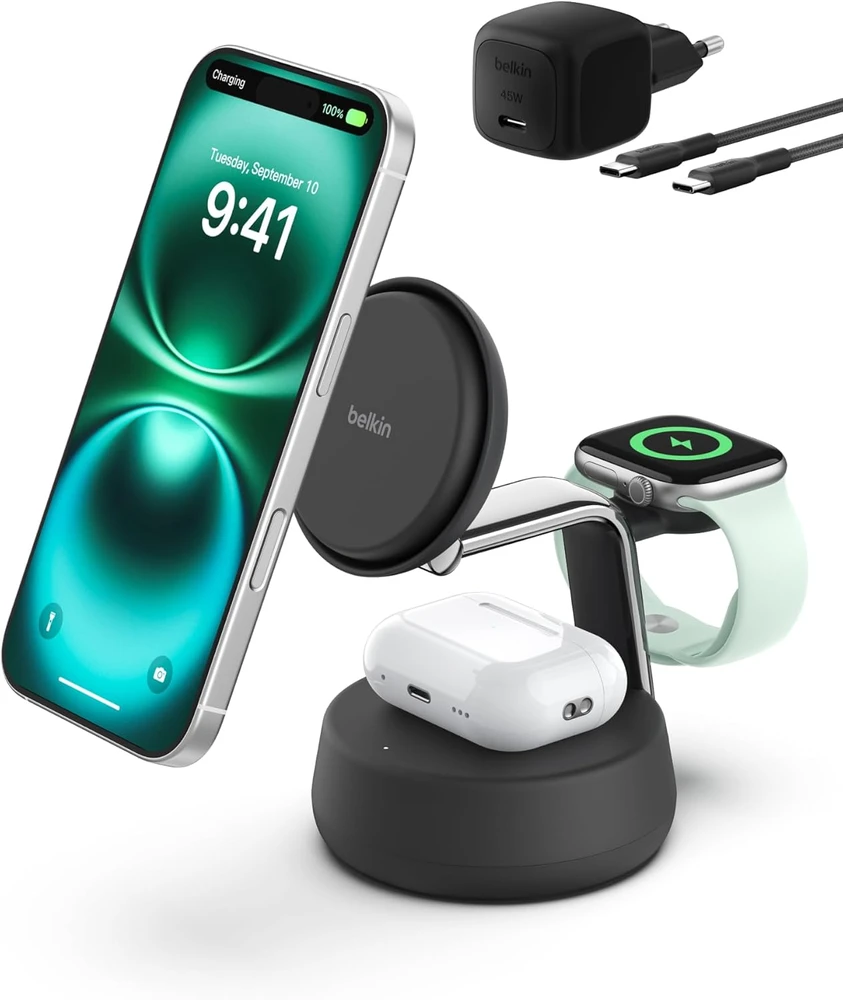 Belkin belaidė įkrovimo stotelė 3 viename 25 W Qi2.2 WIZ040kqCH