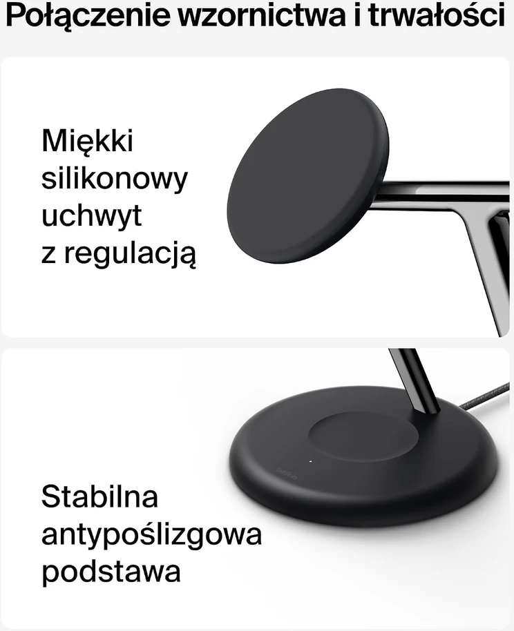Belkin belaidė įkrovimo stotelė 3 viename su Qi2, 25 W, USB-C, WIZ050kqBK