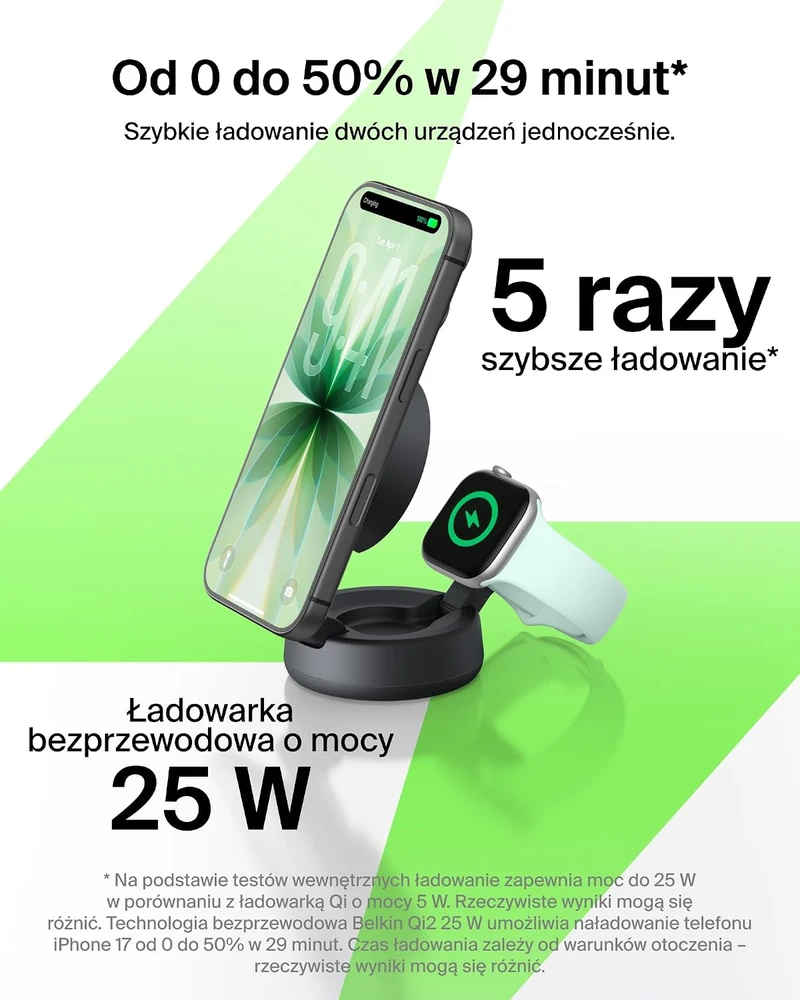 Belkin belaidė įkrovimo stotelė Qi2, 2 viename, 25 W, USB-C, WIZ043kqCH