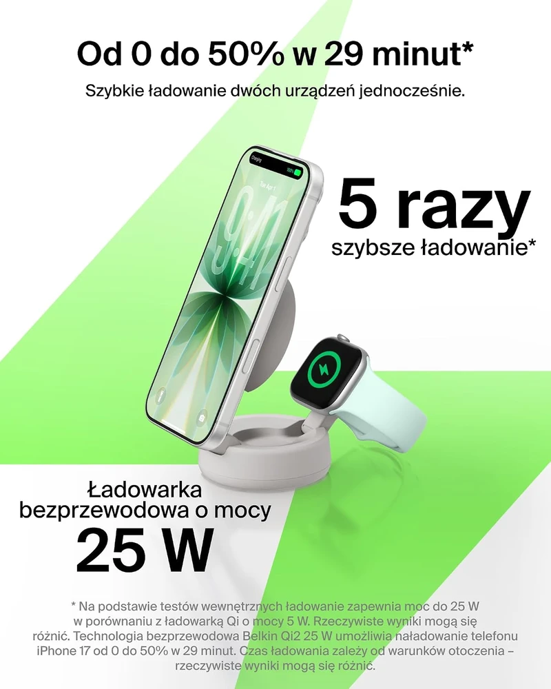 Belkin UltraCharge Pro magnetinis 2-in-1 Qi2 25W, smėlio spalvos