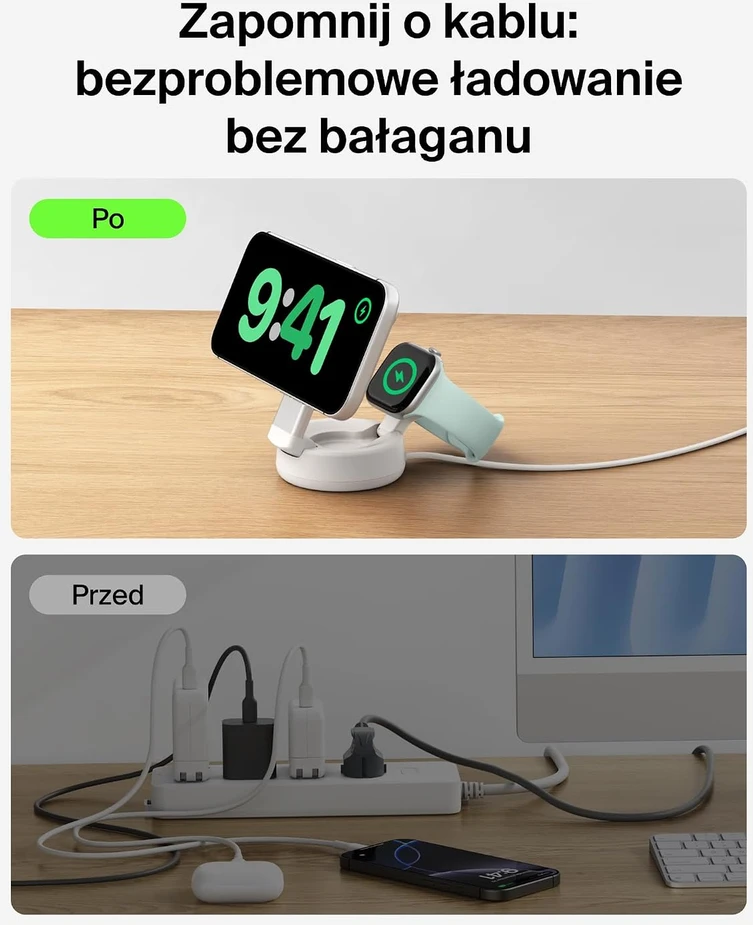Belkin UltraCharge Pro magnetinis 2-in-1 Qi2 25W, smėlio spalvos
