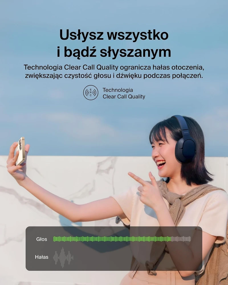 Belkin belaidės ant ausų dedamos Bluetooth 5.4 ausinės su aktyviu triukšmo slopinimu AUD009hqBL