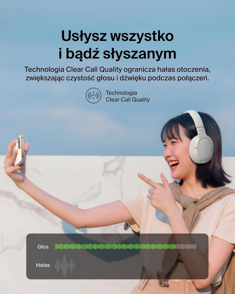 Belkin belaidės ant ausų dedamos Bluetooth ausinės su ANC, 60 val., AUD009hqSA