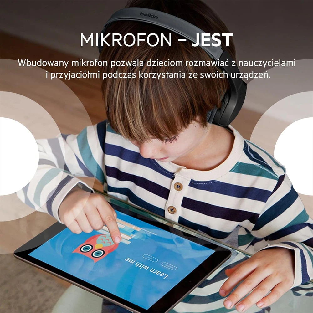 Belkin belaidės ant ausų dedamos vaikiškos Bluetooth ausinės su mikrofonu AUD002btBK