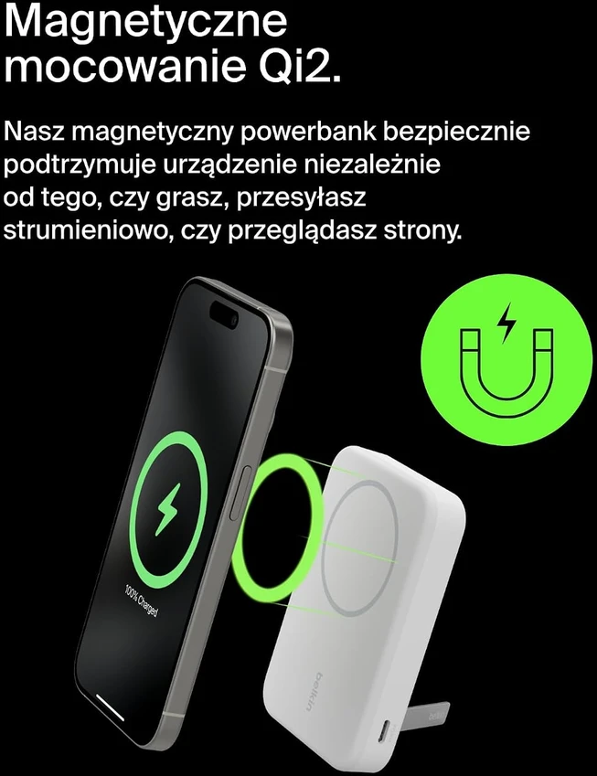 Belkin 8000 mAh 15W Qi2 MagSafe balta