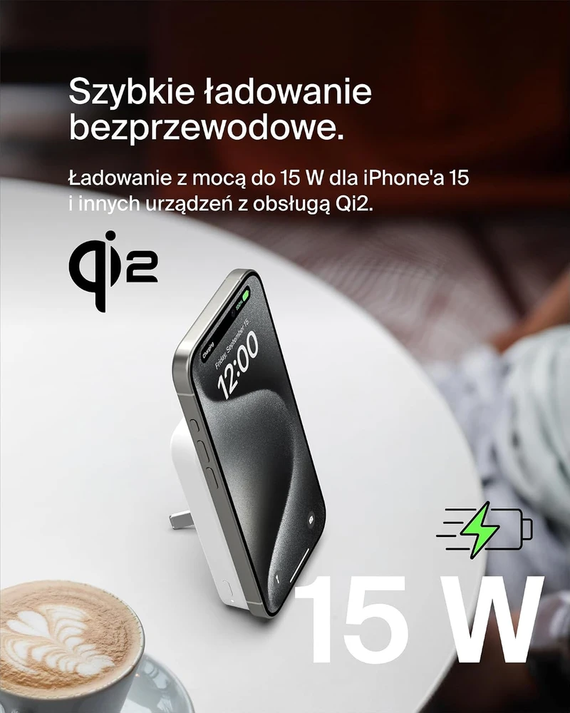 Belkin 8000 mAh 15W Qi2 MagSafe balta