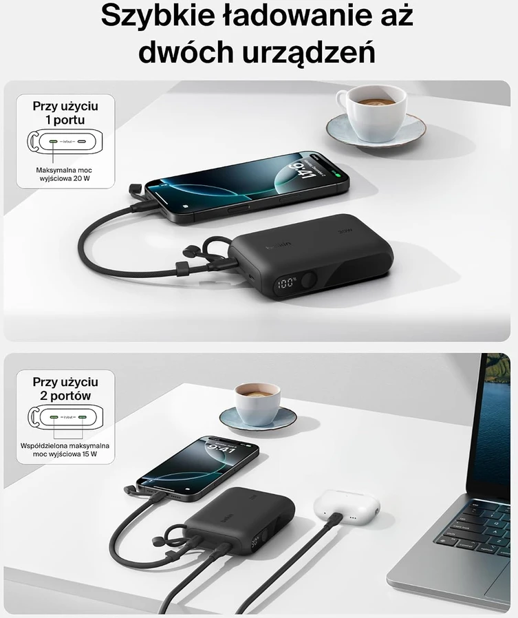 Belkin BoostCharge išorinė baterija 10000 mAh, 20 W, USB-C, su ekranu BPB027hqBK