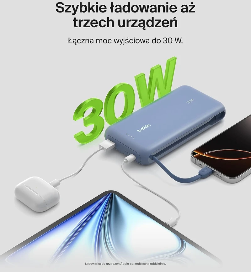 Belkin BoostCharge išorinė baterija 20000 mAh, 30 W su integruotu USB-C kabeliu BPB024hqBL