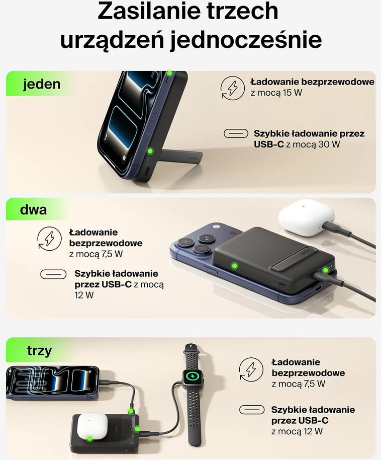 Belkin BoostCharge magnetinis belaidis išorinis akumuliatorius 10000 mAh Qi2 15 W BPD016hqBK
