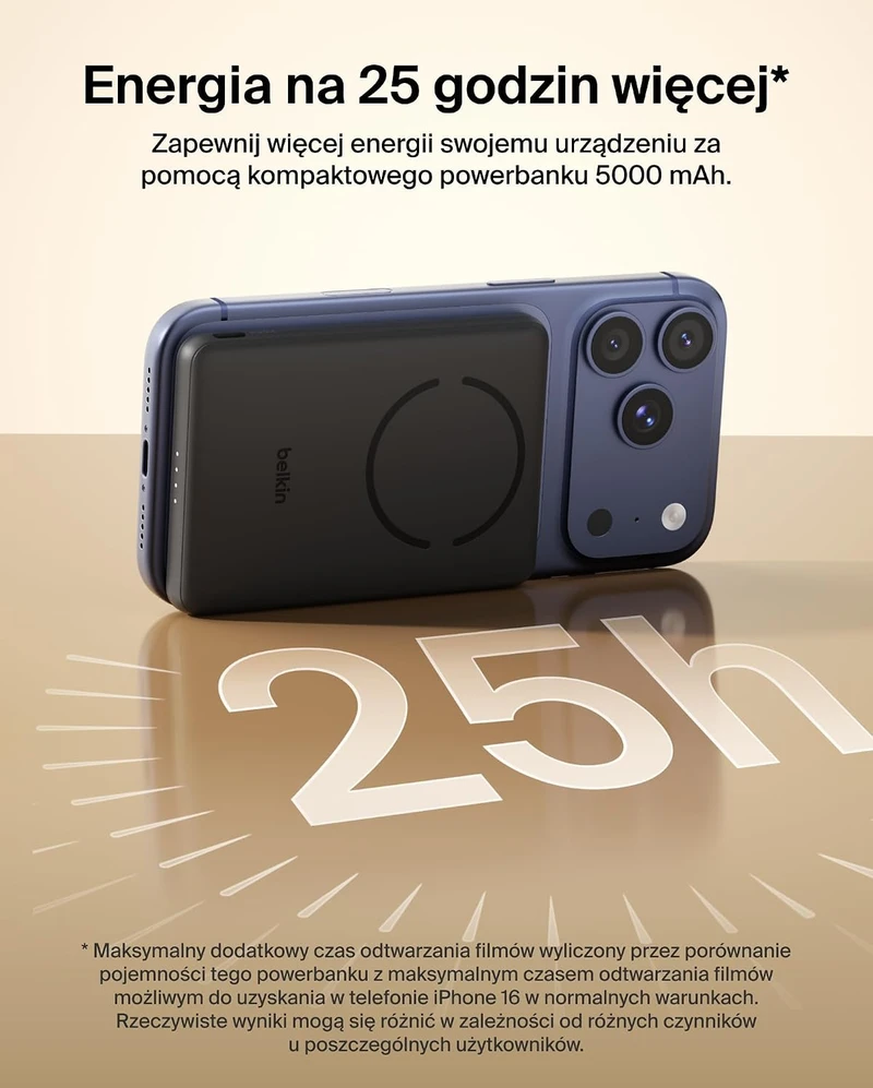 Belkin BoostCharge magnetinis belaidis powerbankas 5000 mAh, Qi2 15 W, BPD021hqBK