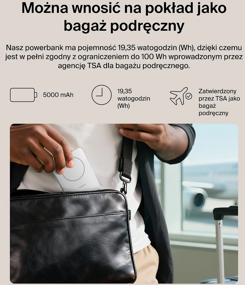Belkin BoostCharge magnetinis belaidis powerbankas 5000 mAh, 15 W, Qi2, BPD011hqWH