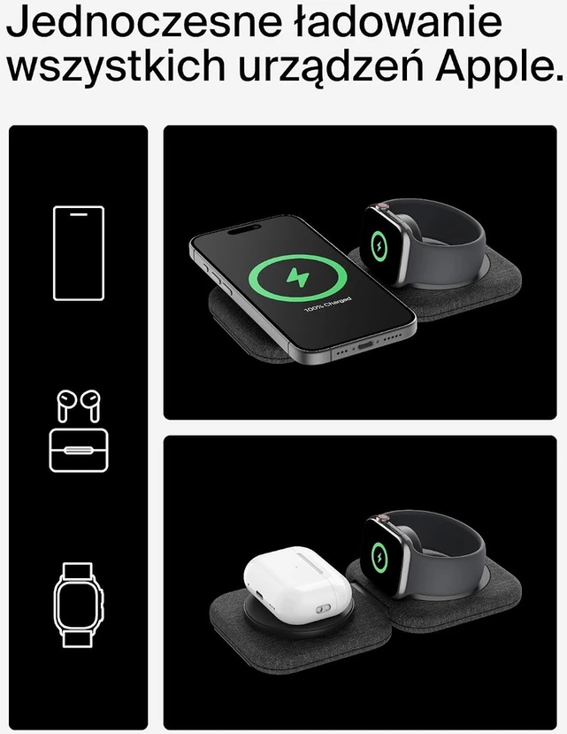 Belkin BoostCharge Pro 2 viename sulankstomas magnetinis Qi2 belaidis įkroviklis 15 W WIZ026vfBK