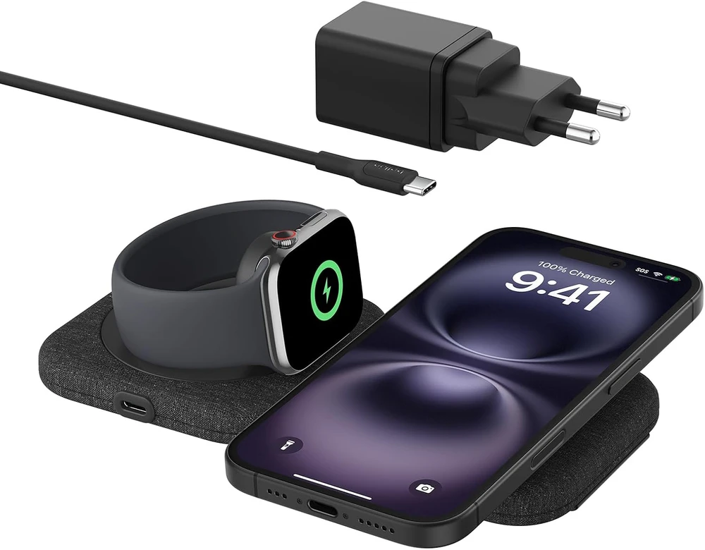Belkin BoostCharge Pro 2 viename sulankstomas magnetinis Qi2 belaidis įkroviklis 15 W WIZ026vfBK