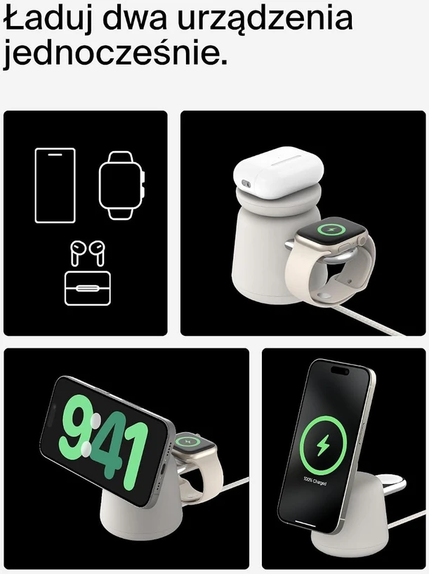 Belkin BoostCharge Pro belaidė įkrovimo stotelė 2 viename Qi2 15 W, smėlio spalvos WIZ027vfH37