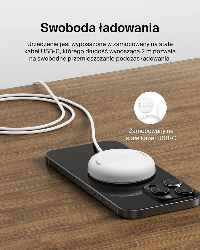 Belkin BoostCharge Pro belaidis magnetinis Qi2 įkroviklis 15 W su stovu WIA011hqWH