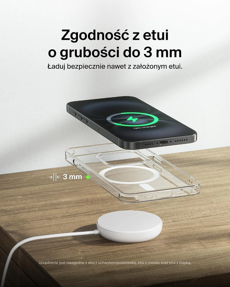 Belkin Įkroviklis magnetyczna, Qi2 15W, rozkładana, maitinimo šaltinis 20W, balta