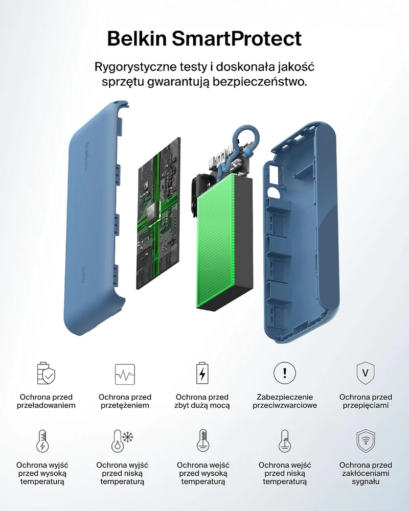 Belkin išorinė baterija 20 000 mAh, 20 W, USB-C ir USB-A, BPB028hqBL