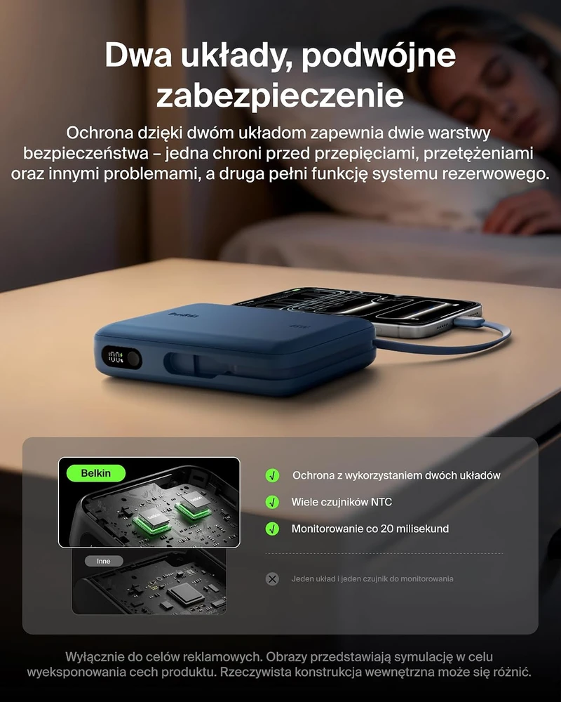 Belkin išorinė baterija 20 000 mAh 45 W su integruotu USB-C kabeliu BPB036hqBL