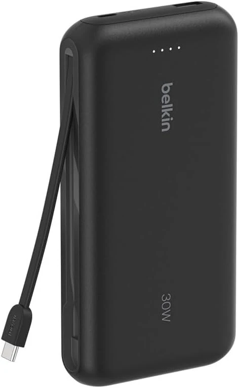 Belkin išorinė baterija 20000 mAh su integruotu USB-C laidu, 30 W, BPB024hqBK