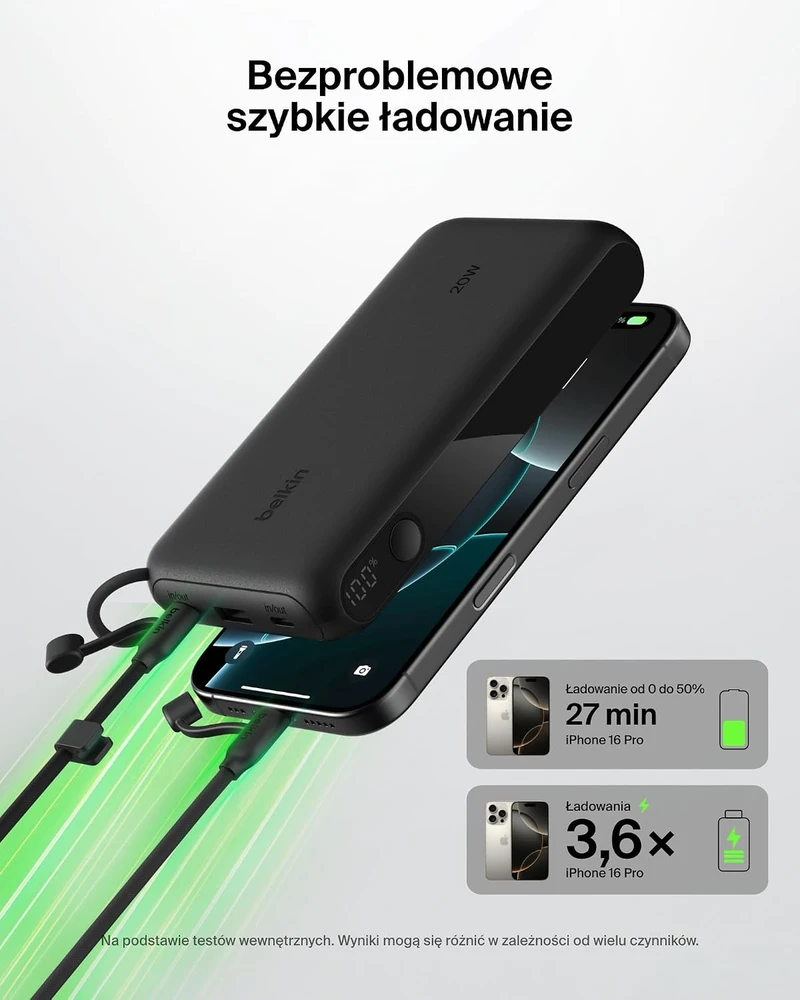 Belkin išorinė baterija BoostCharge 20000 mAh 20 W su skaitmeniniu ekranu BPB028hqBK
