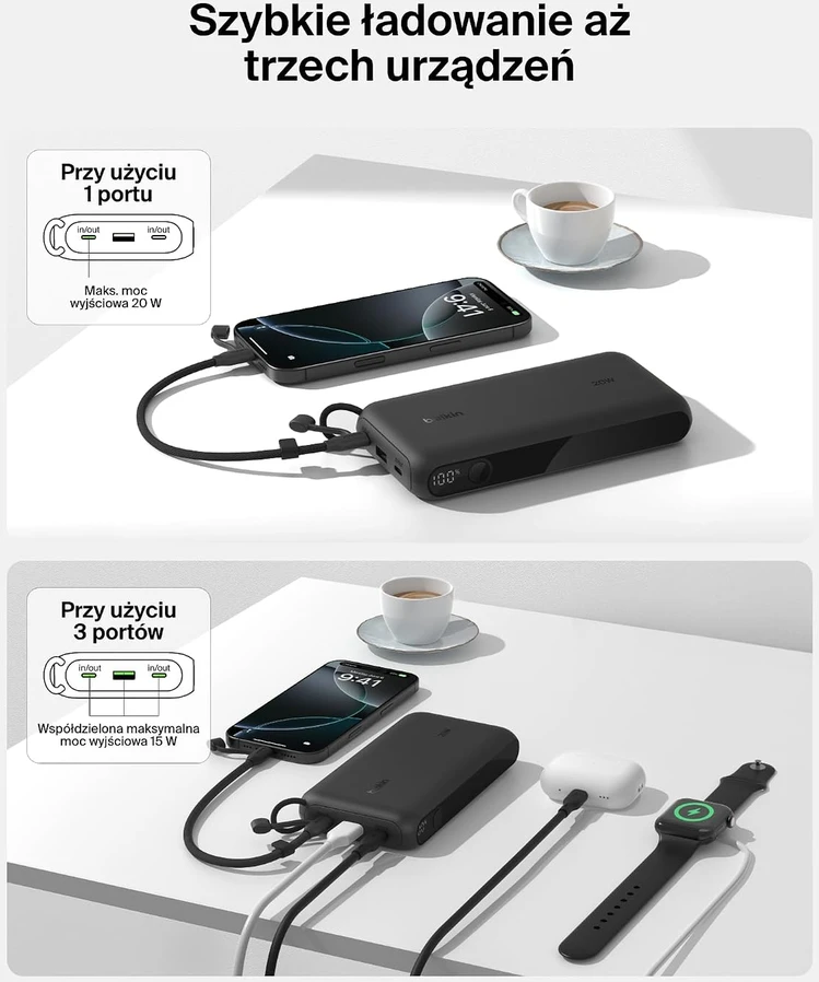 Belkin išorinė baterija BoostCharge 20000 mAh 20 W su skaitmeniniu ekranu BPB028hqBK