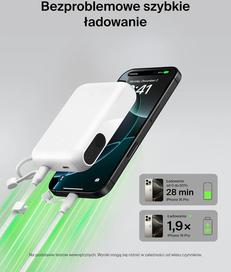 Belkin išorinis akumuliatorius 10000 mAh 20 W su ekranu, BPB027hqWH