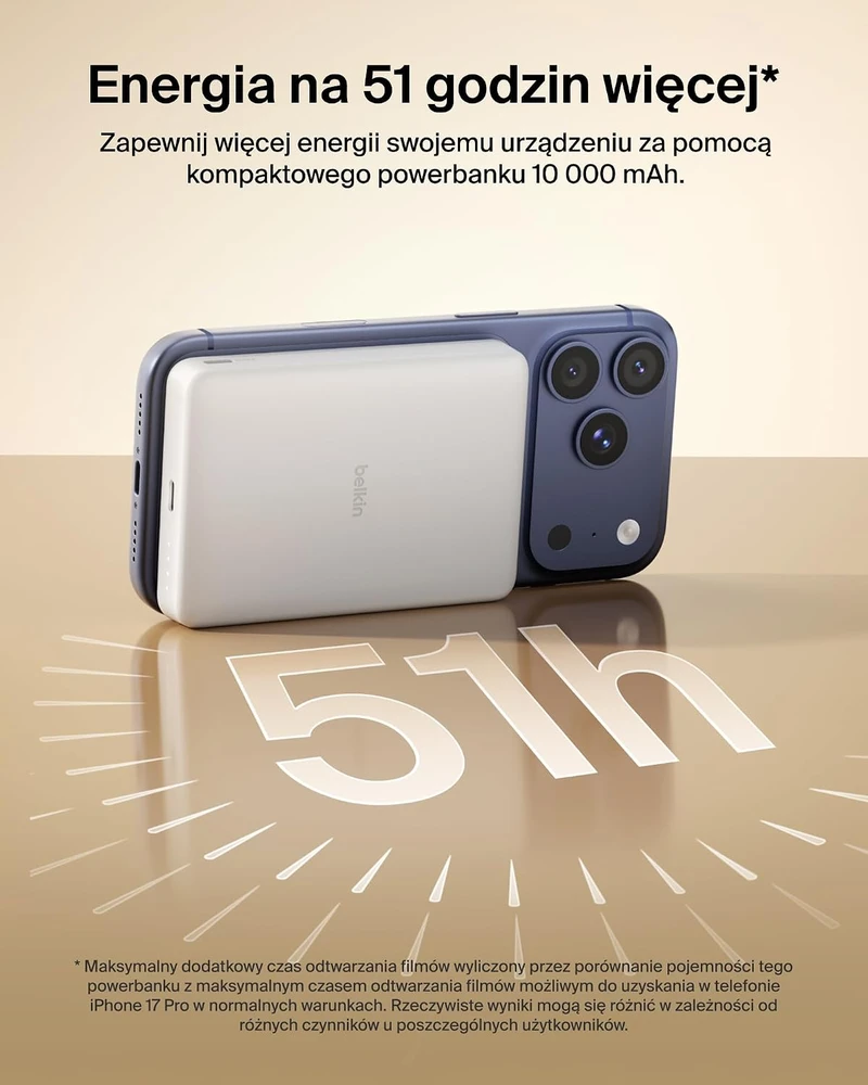 Belkin magnetinis belaidis išorinis akumuliatorius 10000 mAh Qi2 20 W BPD015hqWH