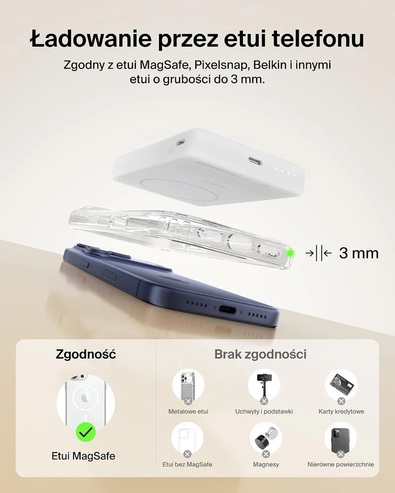 Belkin magnetinis belaidis išorinis akumuliatorius 10 000 mAh, Qi2, 15 W, BPD016hqWH