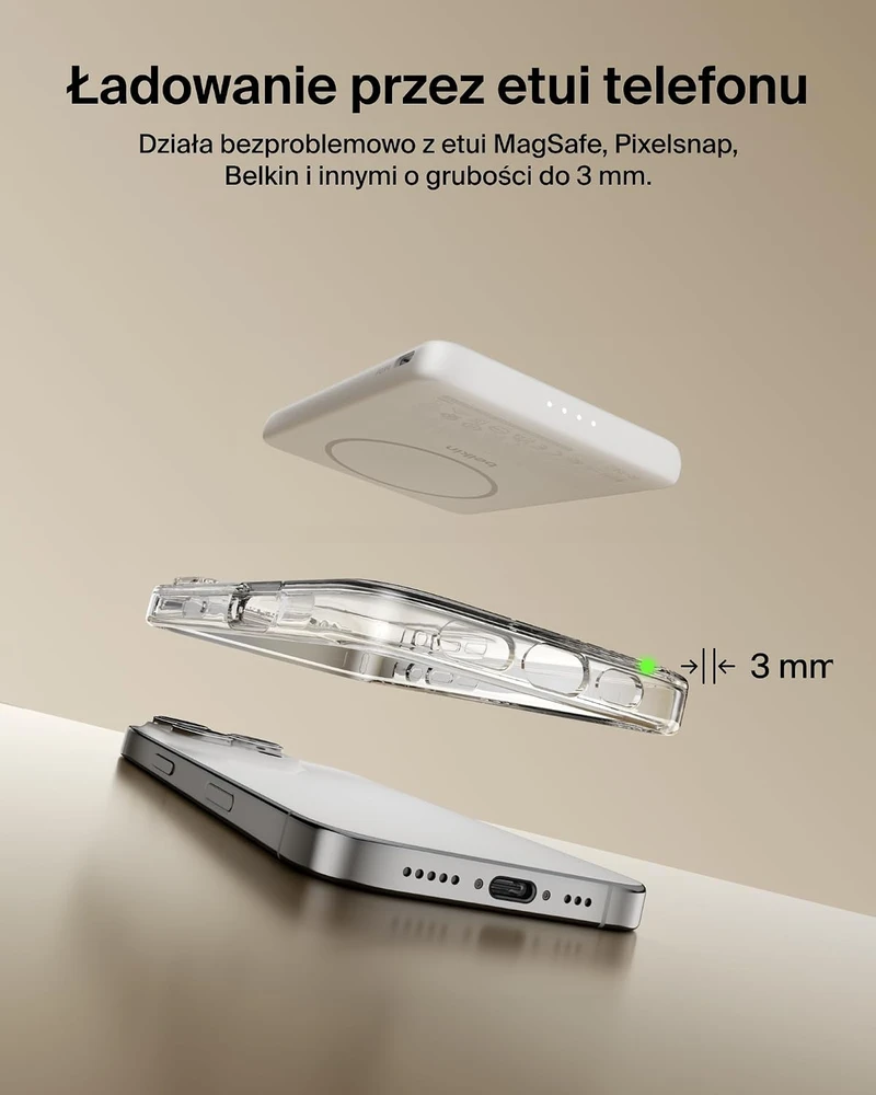 Belkin magnetinis belaidis išorinis akumuliatorius 5000 mAh, USB-C, 7,5 W BPD010hqWH