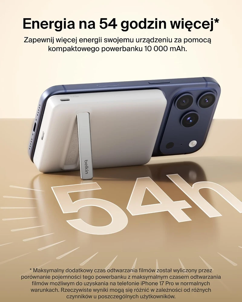 Belkin magnetinis belaidis išorinis akumuliatorius 10 000 mAh, Qi2, 15 W, BPD016hqWH